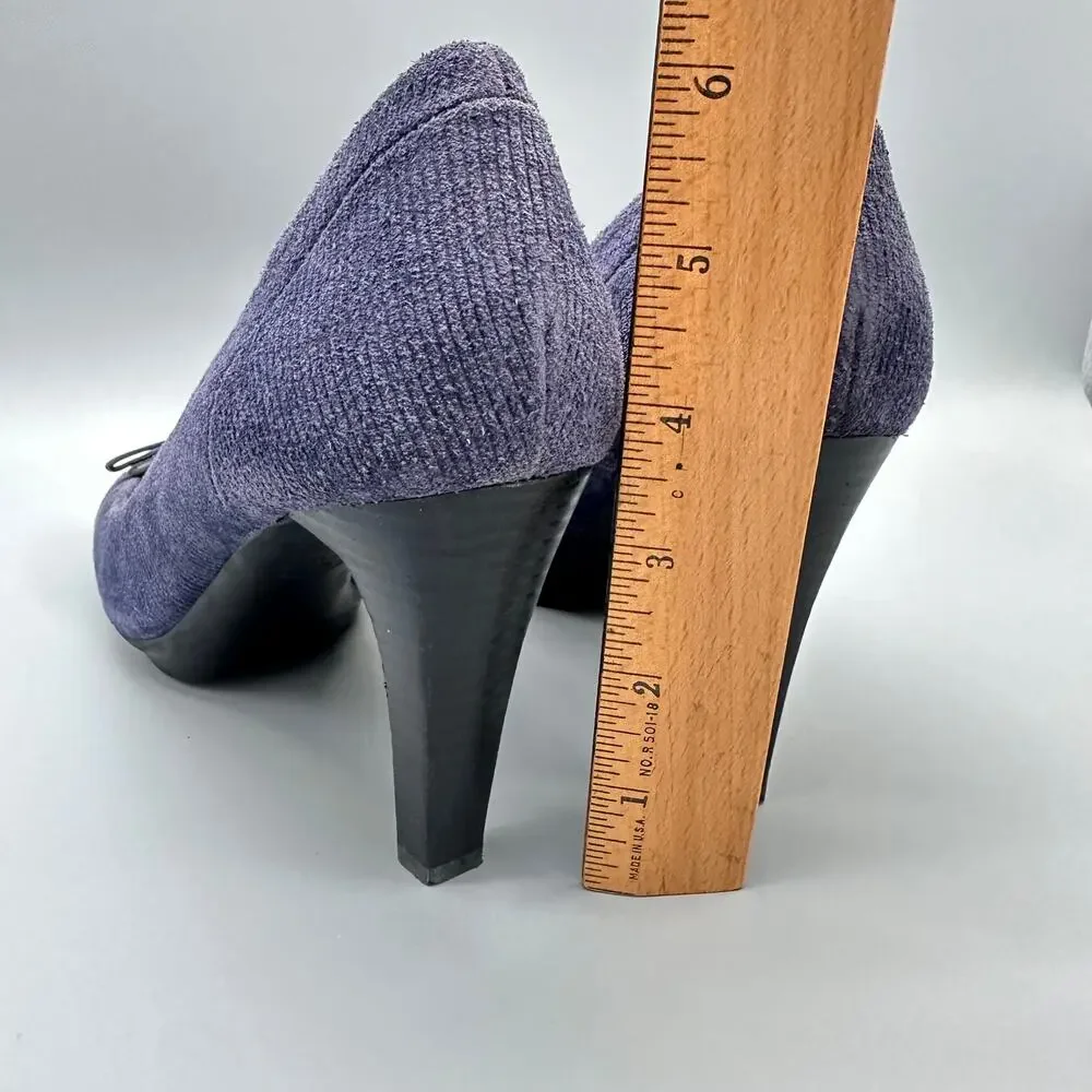 Johnston and Murphy Navy Blue Corduroy Platform Heels Pumps Womens 10M - Picture 10 of 11
